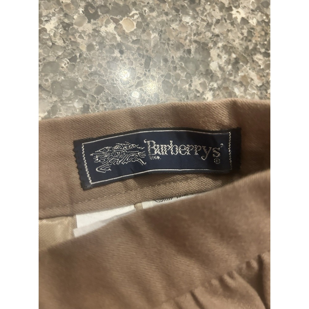 Burberry's Beige Tan Solid Lined Pleated Knee Length Skirt Size 6 Pure Wool - Picture 6 of 13
